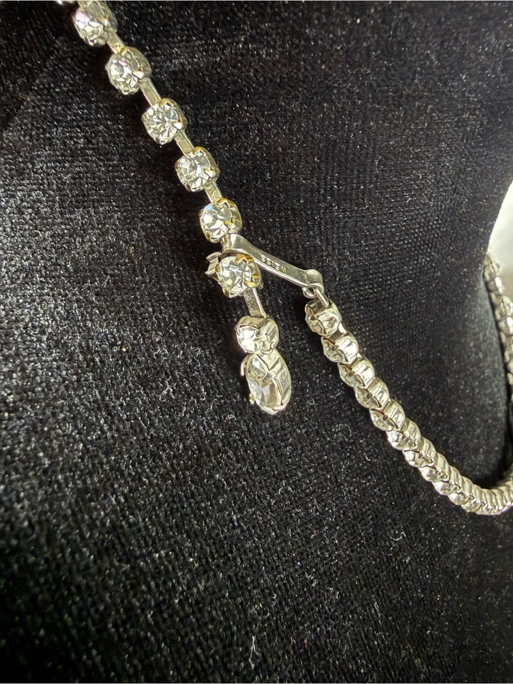 Signed Weiss Mid-Century Rhinestone Choker Vintage 1950s Glam Necklace - Picture 6 of 8
